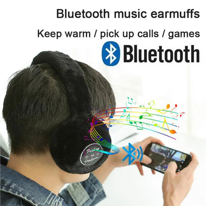 Winter Outdoor Plush Earmuffs Bluetooth Wireless Cute Warm Fur Headphones Earphones Solid Wireless