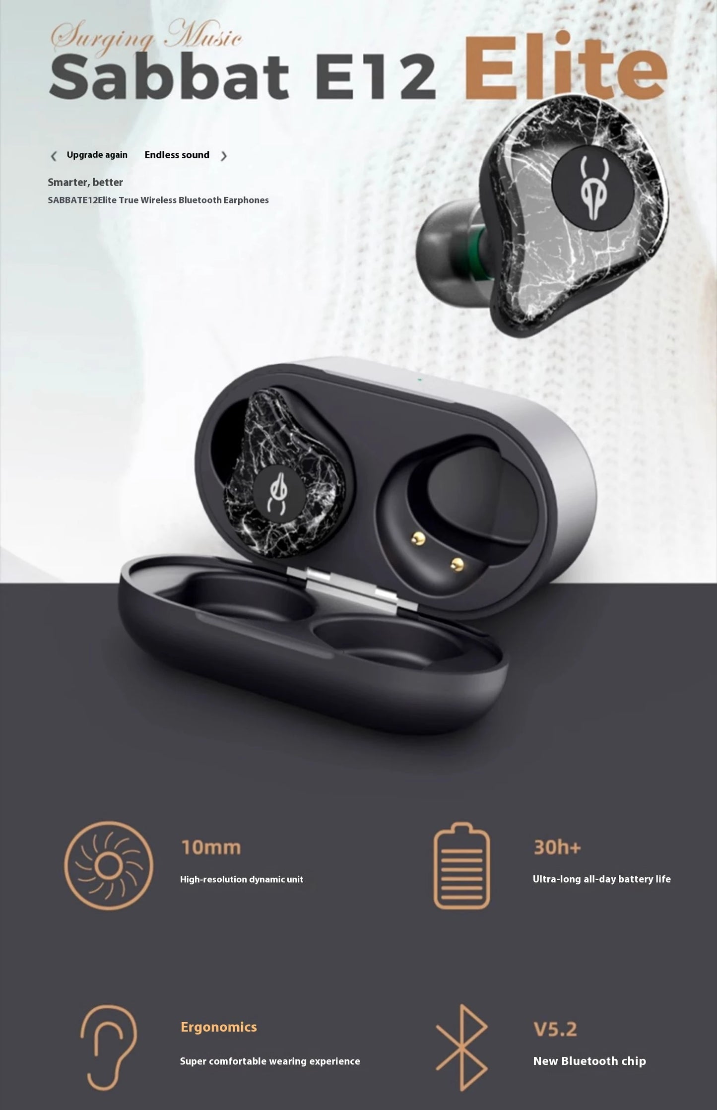 100% Original E12 Ultra Cloud Stone Series Bluetooth Earphones: High-Quality Dual Ear Wireless Gaming Headset