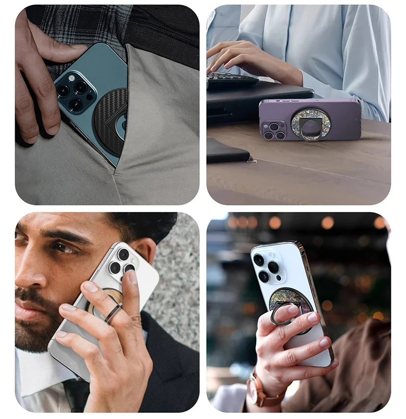 YTF-Carbo Magnetic Phone Holder – Carbon Fiber Ring Buckle for MagSafe Desktop Stand