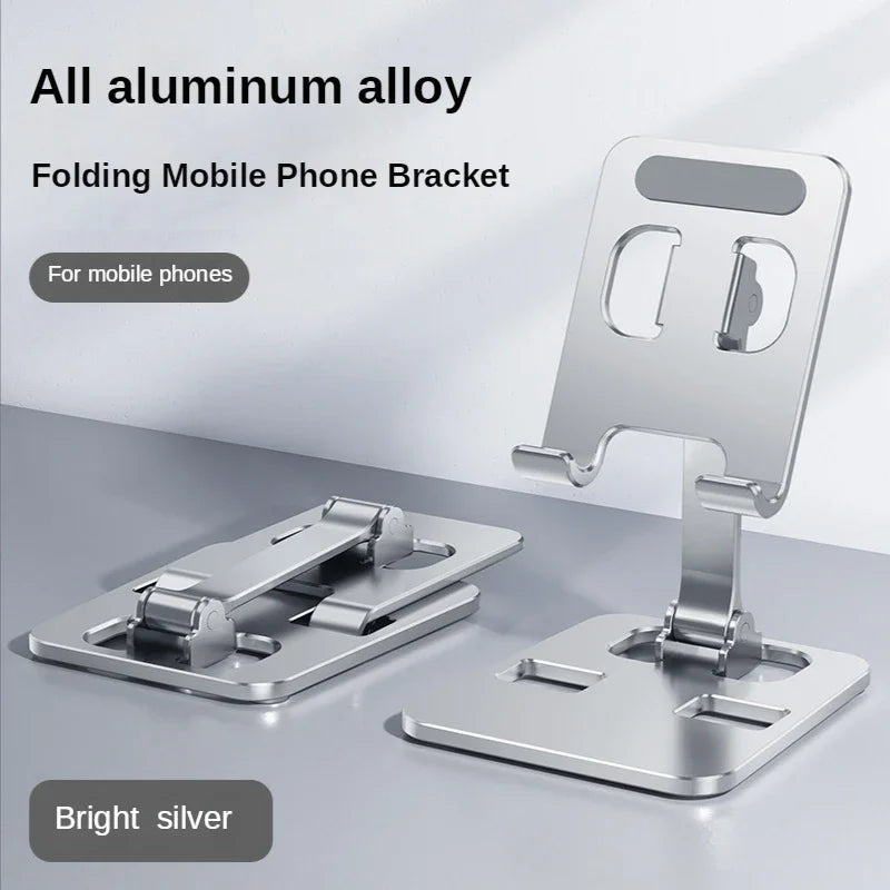All Aluminum Alloy Foldable Desk Phone & Tablet Holder – Adjustable Stand for Desktop Use
