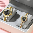 couple watches, luxury couple watch set, luminous watches, stainless steel watches, quartz couple watches, matching couple watches, gift for couples, him and her watches, elegant watches, luxury quartz watches